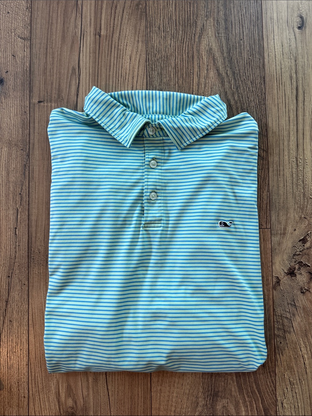 Vineyard Vines Men’s Striped Performance Polo - Aqua and White